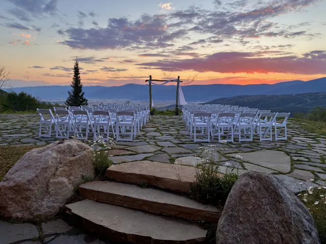 Mountain ceremony terrace at sunset