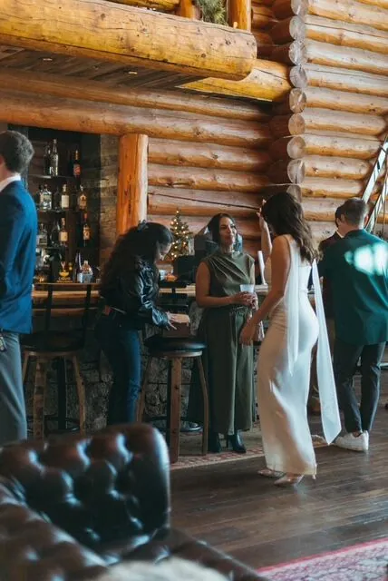 Celebrating together inside the lodge